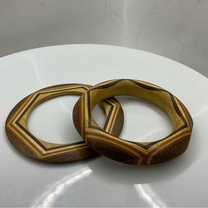 Wooden bangle bracelet matching set of two